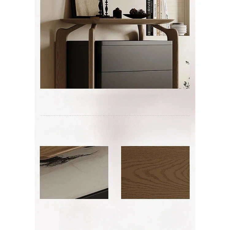 Stylish Sintered Stone and Pine Walnut Cabinet for Modern Interiors - Space-Saving Design with Ample Storage fjd-4741