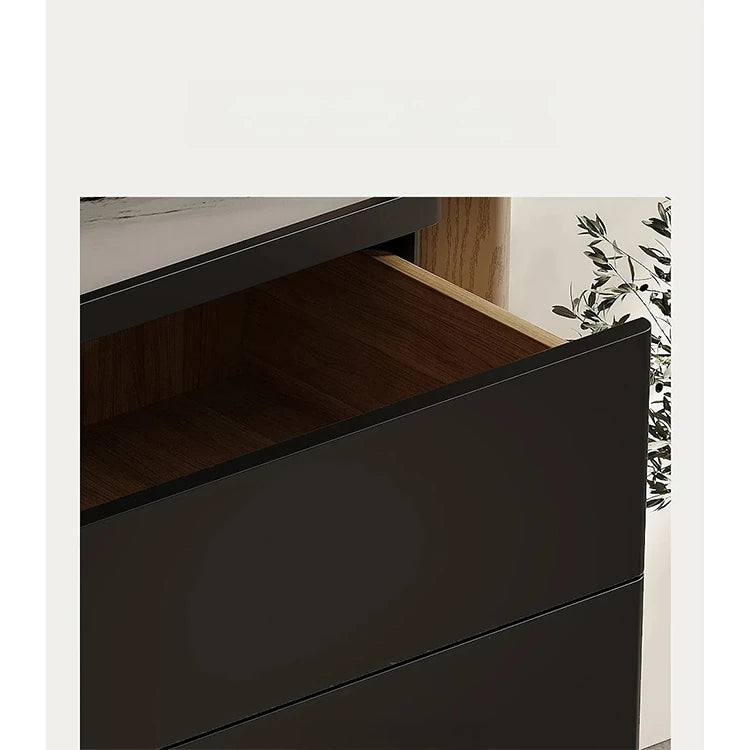 Stylish Sintered Stone and Pine Walnut Cabinet for Modern Interiors - Space-Saving Design with Ample Storage fjd-4741
