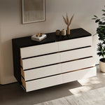 Stylish Density Board Cabinet with Stainless Pine Accents - Modern 6-Drawer Storage Solution for Home Décor fjd-4744