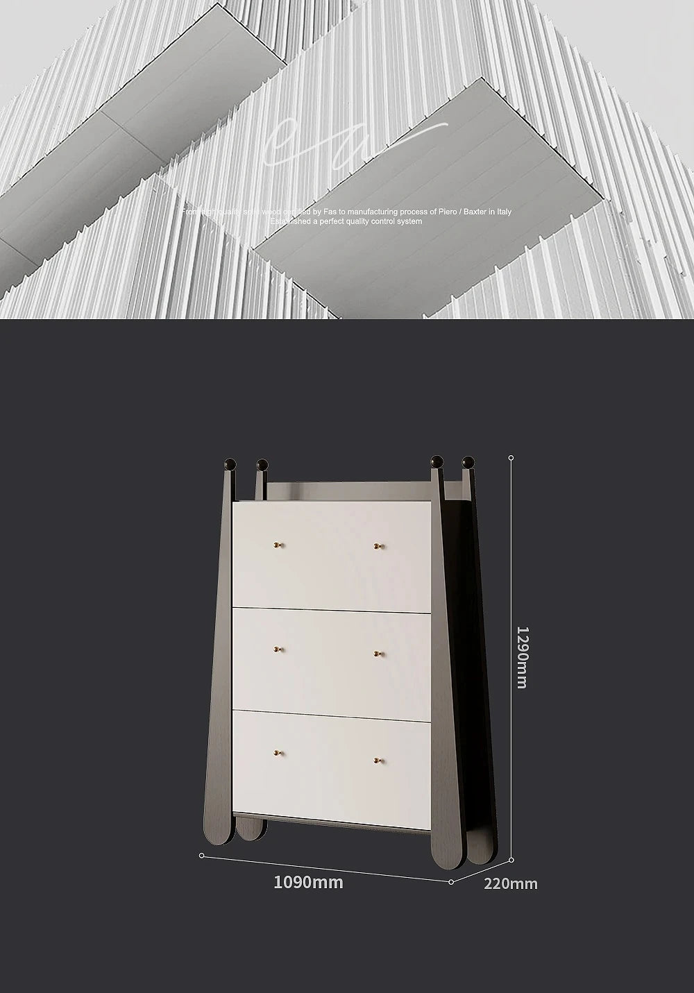 Stylish Ash Wood Density Board Cabinet with Modern Design and Gold Accents - Perfect for Any Room! fjd-4746