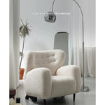 Cozy Faux Lambswool Armchair with Stainless Steel Legs - Stylish Accent Chair for Modern Living Rooms fjd-4747