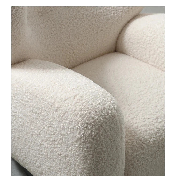 Cozy Faux Lambswool Armchair with Stainless Steel Legs - Stylish Accent Chair for Modern Living Rooms fjd-4747