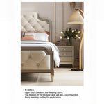Elegant Pine Multi-layer Board Nightstand with Three Drawers and Gold Accents - Modern Bedroom Furniture fjfn-5273