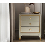 Elegant Pine Multi-layer Board Nightstand with Three Drawers and Gold Accents - Modern Bedroom Furniture fjfn-5273