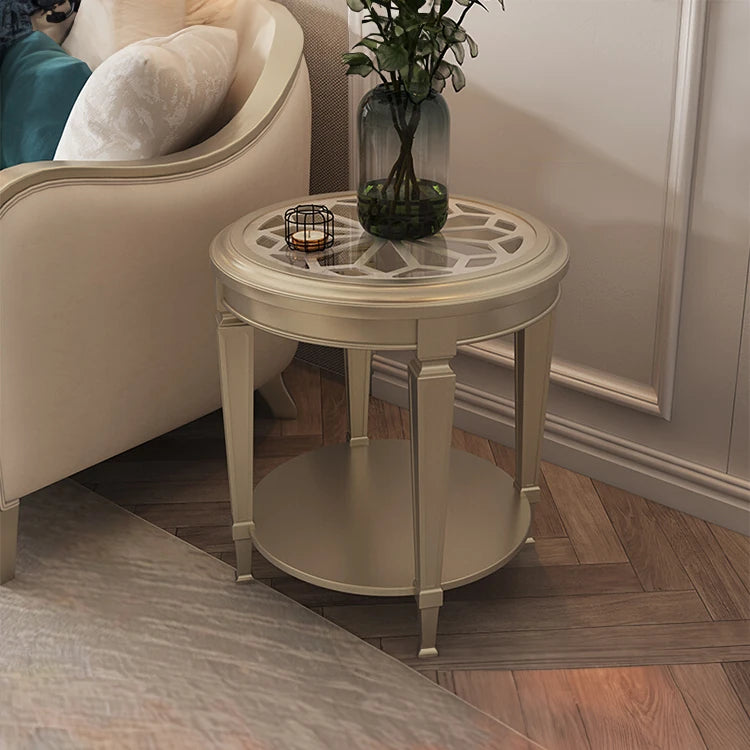 Elegant Tempered Glass and Solid Wood Coffee Table – Stylish Living Room Accent Piece fjfn-5274