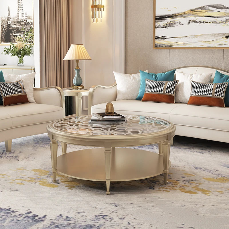 Elegant Tempered Glass and Solid Wood Coffee Table – Stylish Living Room Accent Piece fjfn-5274