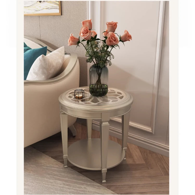Elegant Tempered Glass and Solid Wood Coffee Table – Stylish Living Room Accent Piece fjfn-5274