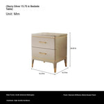 Elegant Solid Wood Nightstand with Multi-Layer Board and Gold Accent – Modern Two-Drawer End Table for Bedroom Storage fjfn-5275