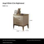 Elegant Solid Wood Nightstand with Multi-Layer Board and Gold Accent – Modern Two-Drawer End Table for Bedroom Storage fjfn-5275