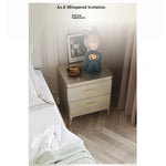 Elegant Solid Wood Nightstand with Multi-Layer Board and Gold Accent – Modern Two-Drawer End Table for Bedroom Storage fjfn-5275