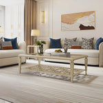 Elegant Solid Wood Coffee Table with Tempered Glass Top – Stylish Living Room Accent Furniture fjfn-5276
