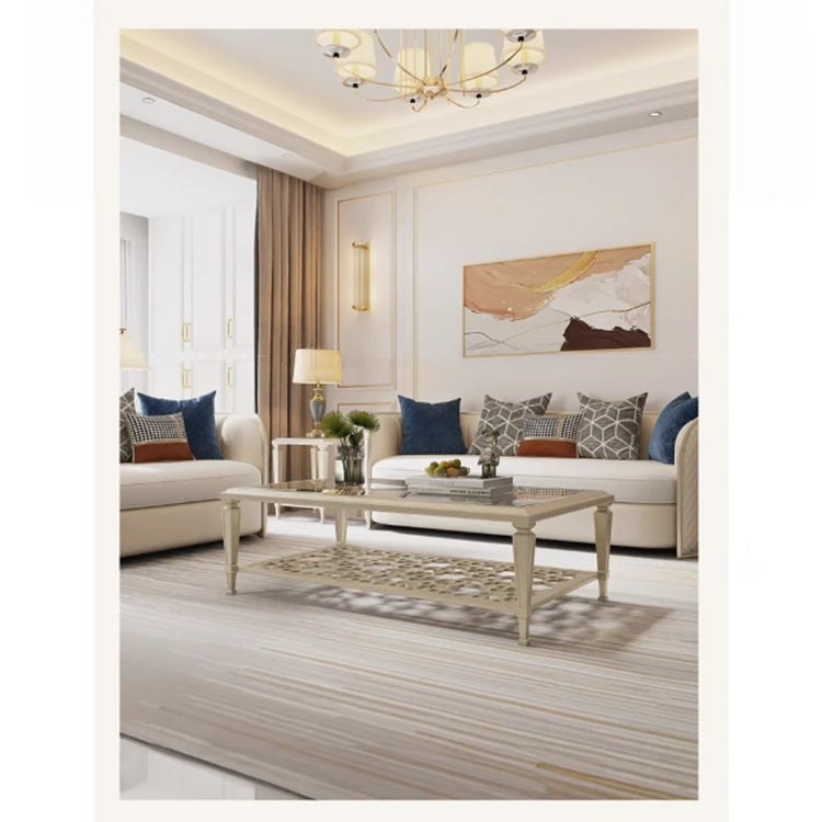 Elegant Solid Wood Coffee Table with Tempered Glass Top – Stylish Living Room Accent Furniture fjfn-5276