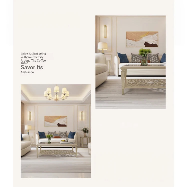 Elegant Solid Wood Coffee Table with Tempered Glass Top – Stylish Living Room Accent Furniture fjfn-5276