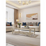 Elegant Solid Wood Coffee Table with Tempered Glass Top – Stylish Living Room Accent Furniture fjfn-5276