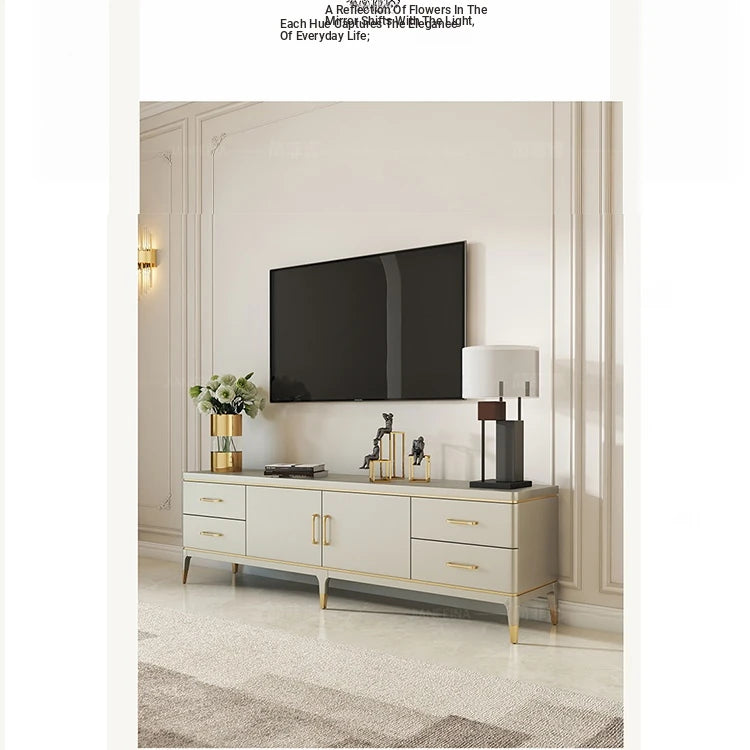 Stylish Pine Multi-Layer Board Coffee Table with Elegant Gold Accents for Modern Living Rooms fjfn-5277