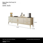 Modern Pine Multi-Layer Board TV Stand with Elegant Gold Accents – Stylish Entertainment Center Solution fjfn-5278
