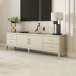 Modern Pine Multi-Layer Board TV Stand with Elegant Gold Accents – Stylish Entertainment Center Solution fjfn-5278