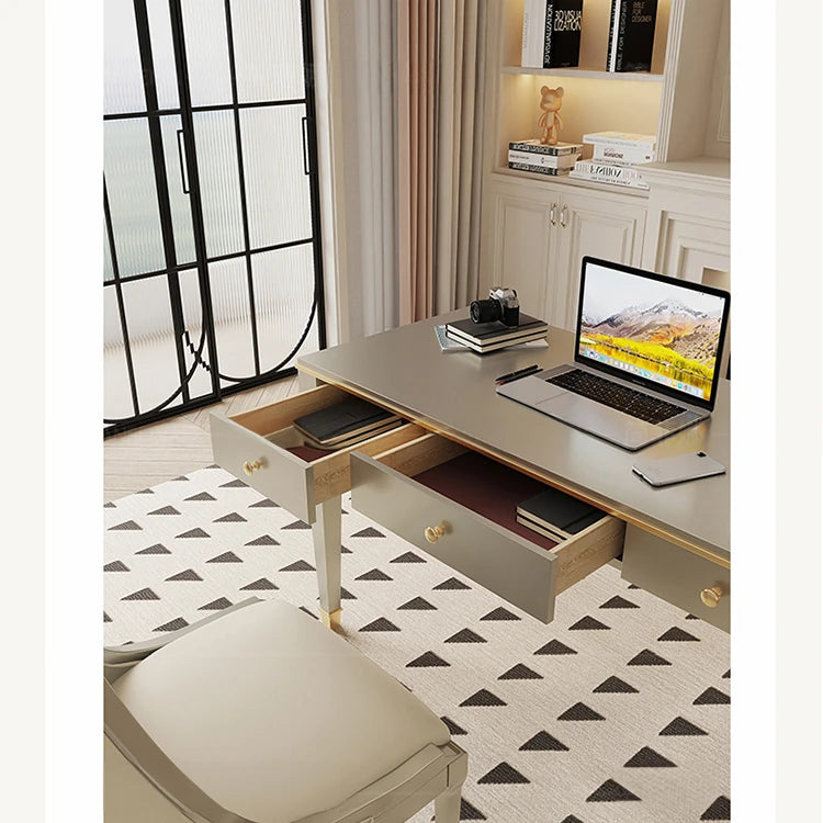 Elegant Solid Wood Desk with Drawers - Stylish Home Office Furniture for Productive Workspaces fjfn-5279