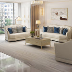 Elegant Solid Wood Sofa Set with Cowhide Leather & PU Leather Upholstery – Luxurious Comfort for Your Living Room fjfn-5281