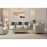 Elegant Solid Wood Sofa Set with Cowhide Leather & PU Leather Upholstery – Luxurious Comfort for Your Living Room fjfn-5281