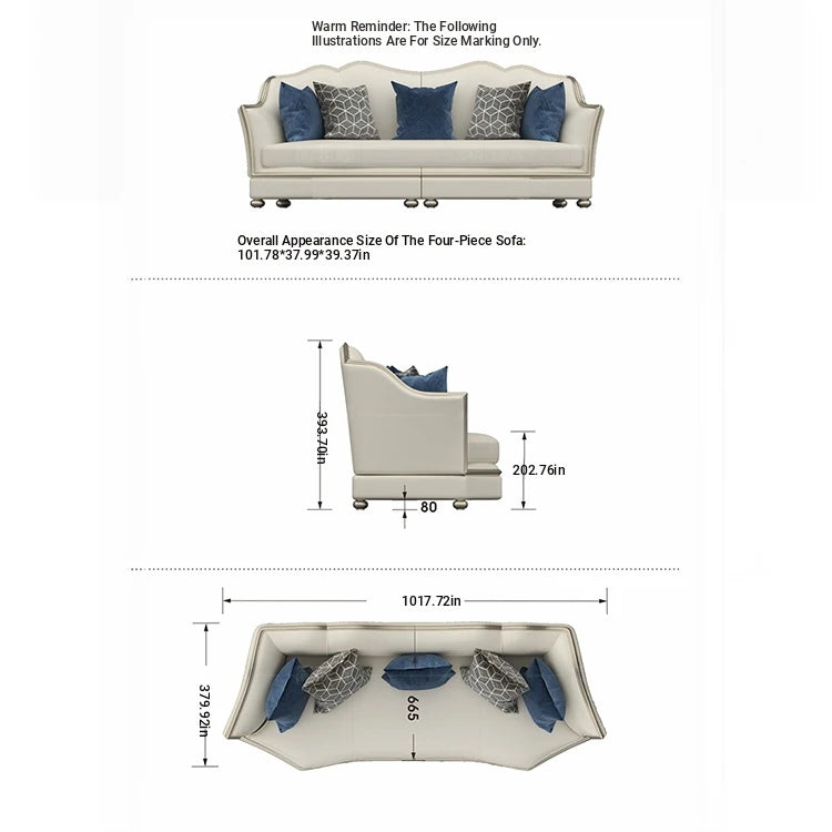 Elegant Solid Wood Sofa Set with Cowhide Leather & PU Leather Upholstery – Luxurious Comfort for Your Living Room fjfn-5281
