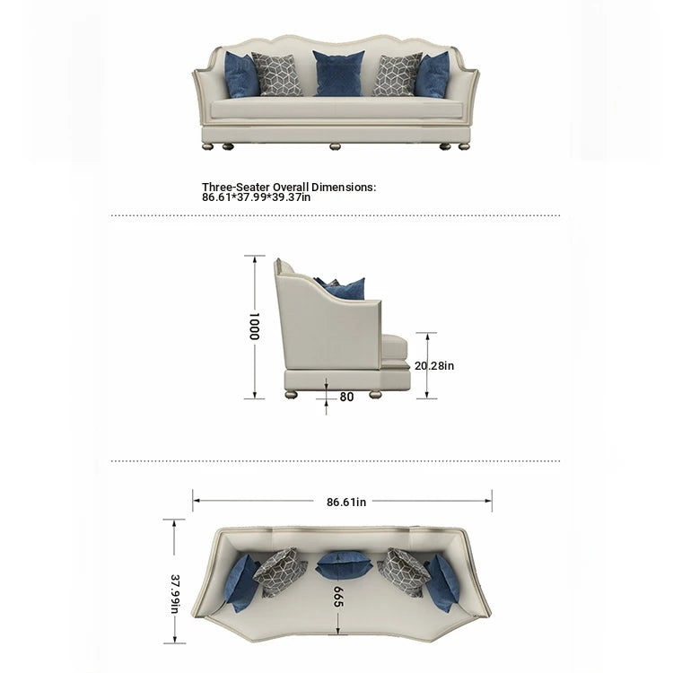 Elegant Solid Wood Sofa Set with Cowhide Leather & PU Leather Upholstery – Luxurious Comfort for Your Living Room fjfn-5281