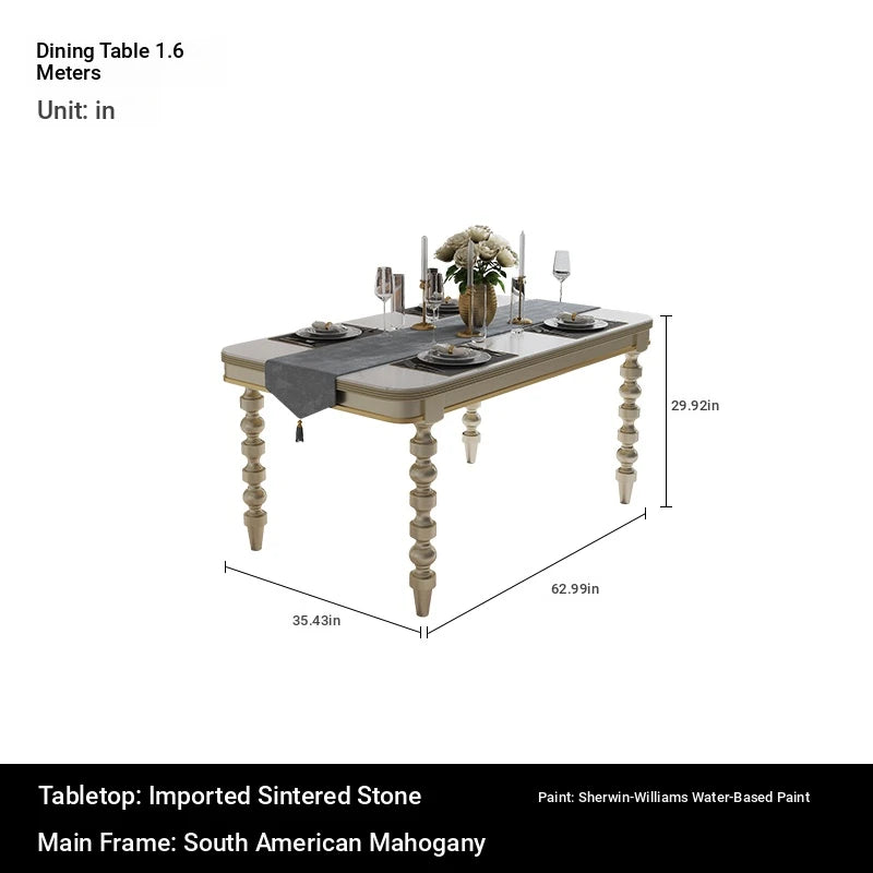 Elegant Solid Wood Sintered Stone Dining Table for Modern Home Decor - Stylish and Durable Design fjfn-5282