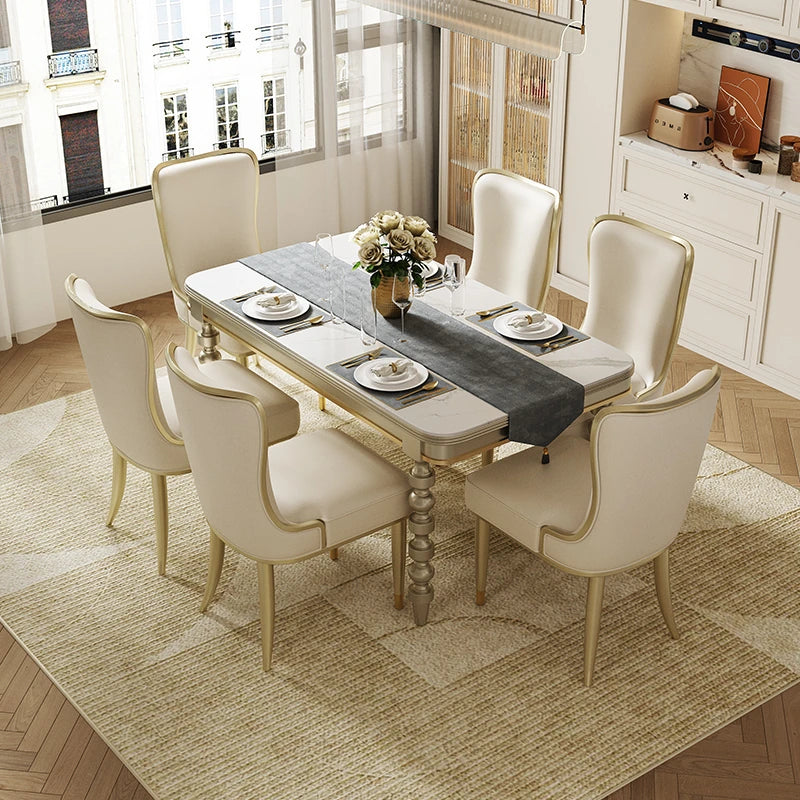 Elegant Solid Wood Sintered Stone Dining Table for Modern Home Decor - Stylish and Durable Design fjfn-5282