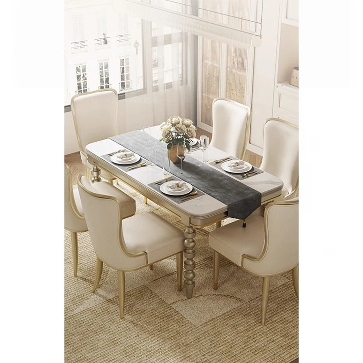 Elegant Solid Wood Sintered Stone Dining Table for Modern Home Decor - Stylish and Durable Design fjfn-5282