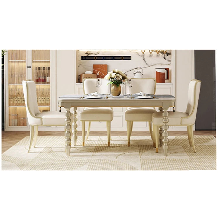 Elegant Solid Wood Sintered Stone Dining Table for Modern Home Decor - Stylish and Durable Design fjfn-5282