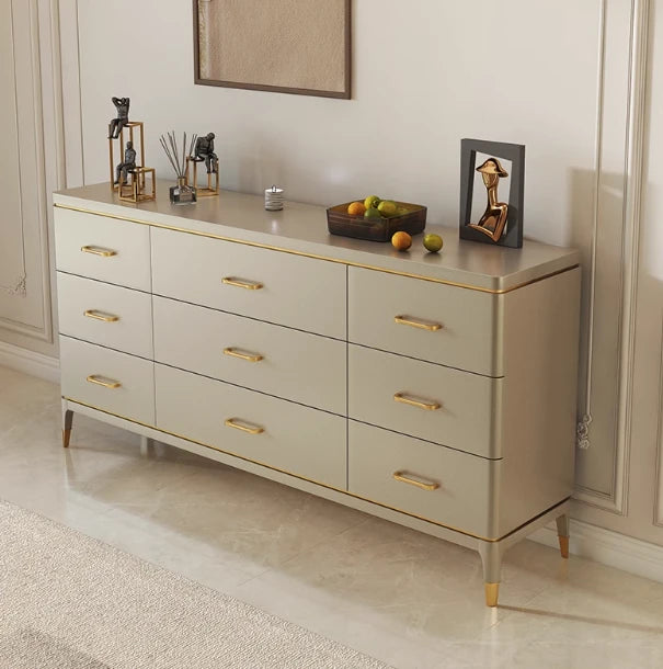 Stylish Pine Multi-Layer Board Cabinet with Gold Accents - Modern Storage Solution for Your Home fjfn-5284