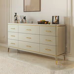 Stylish Pine Multi-Layer Board Cabinet with Gold Accents - Modern Storage Solution for Your Home fjfn-5284