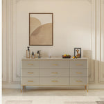 Stylish Pine Multi-Layer Board Cabinet with Gold Accents - Modern Storage Solution for Your Home fjfn-5284