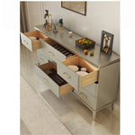 Stylish Pine Multi-Layer Board Cabinet with Gold Accents - Modern Storage Solution for Your Home fjfn-5284