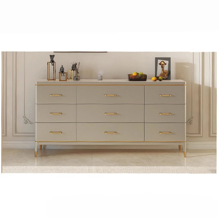 Stylish Pine Multi-Layer Board Cabinet with Gold Accents - Modern Storage Solution for Your Home fjfn-5284