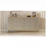 Stylish Pine Multi-Layer Board Cabinet with Gold Accents - Modern Storage Solution for Your Home fjfn-5284