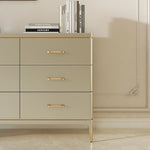 Elegant Pine Multi-Layer Board Cabinet with Gold Accents – Stylish Storage Solution for Modern Homes fjfn-5285