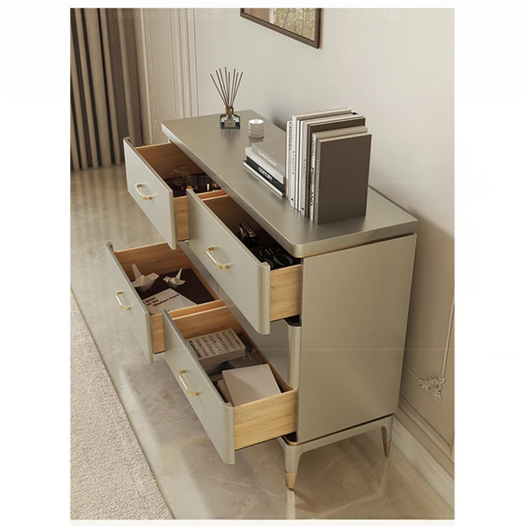 Elegant Pine Multi-Layer Board Cabinet with Gold Accents – Stylish Storage Solution for Modern Homes fjfn-5285