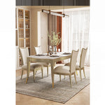 Elegant Solid Wood Dining Table with Sintered Stone Top - Modern Luxury for Your Dining Room fjfn-5286