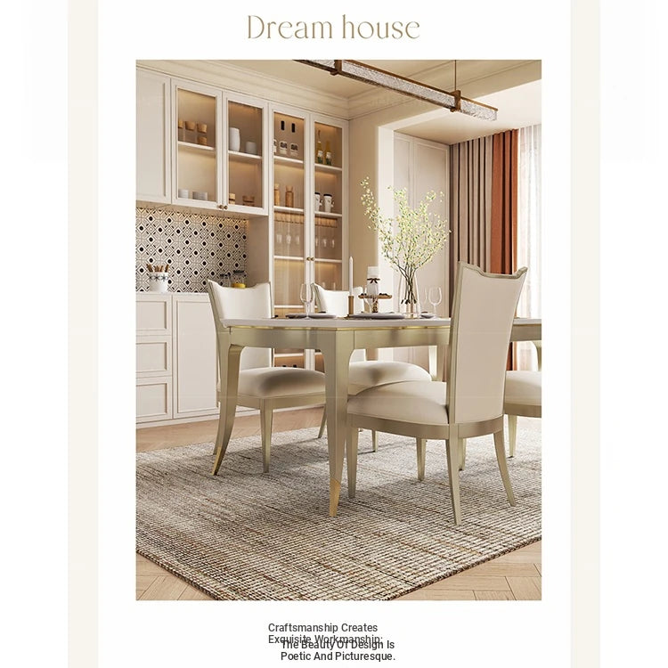 Elegant Solid Wood Dining Table with Sintered Stone Top - Modern Luxury for Your Dining Room fjfn-5286