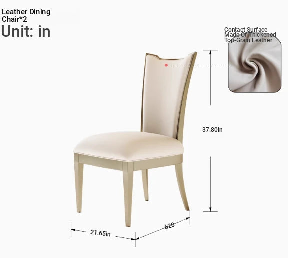 Elegant Solid Wood Dining Chair with Cowhide Leather Upholstery - Perfect for Modern Dining Rooms fjfn-5287