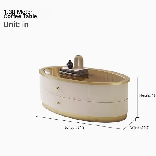 Elegant Oval Coffee Table with Tempered Glass Top and Solid Wood Base - Modern Living Room Centerpiece fjfn-5288