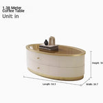 Elegant Oval Coffee Table with Tempered Glass Top and Solid Wood Base - Modern Living Room Centerpiece fjfn-5288
