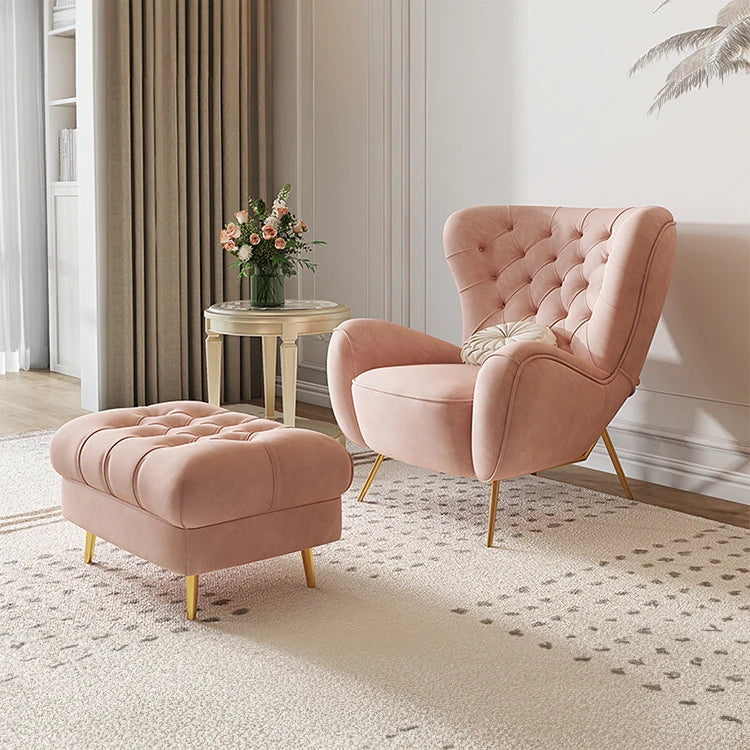 Stylish Solid Wood Accent Chair with Plush Upholstery - Elegant Pink Lounge Chair for Modern Living Room fjfn-5289