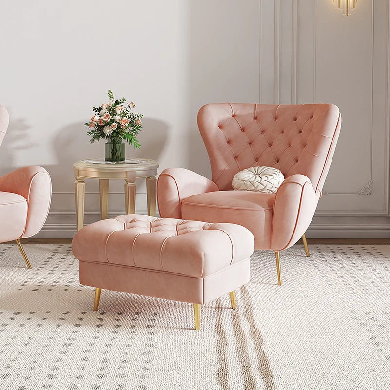 Stylish Solid Wood Accent Chair with Plush Upholstery - Elegant Pink Lounge Chair for Modern Living Room fjfn-5289