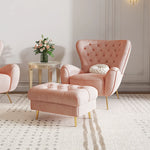 Stylish Solid Wood Accent Chair with Plush Upholstery - Elegant Pink Lounge Chair for Modern Living Room fjfn-5289