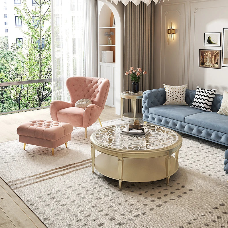 Stylish Solid Wood Accent Chair with Plush Upholstery - Elegant Pink Lounge Chair for Modern Living Room fjfn-5289