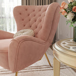 Stylish Solid Wood Accent Chair with Plush Upholstery - Elegant Pink Lounge Chair for Modern Living Room fjfn-5289