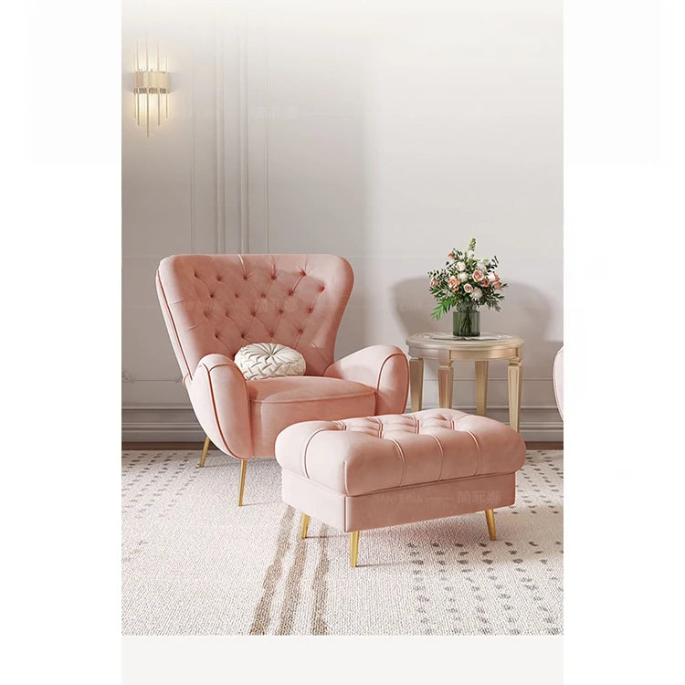 Stylish Solid Wood Accent Chair with Plush Upholstery - Elegant Pink Lounge Chair for Modern Living Room fjfn-5289