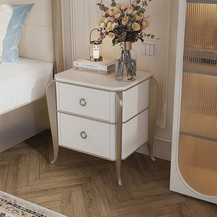Elegant Solid Wood Nightstand with Multi-layer Board and Stylish Design - Perfect Bedroom Storage Solution! fjfn-5290